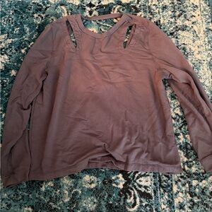 Women’s Cutout Shoulder Long-Sleeve Top — gray